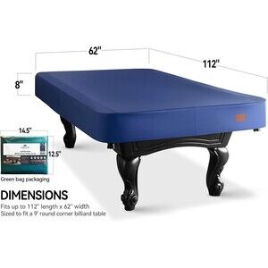 Heavy Duty 9 Feet Leatherette Billiard Pool Table Cover, Blue